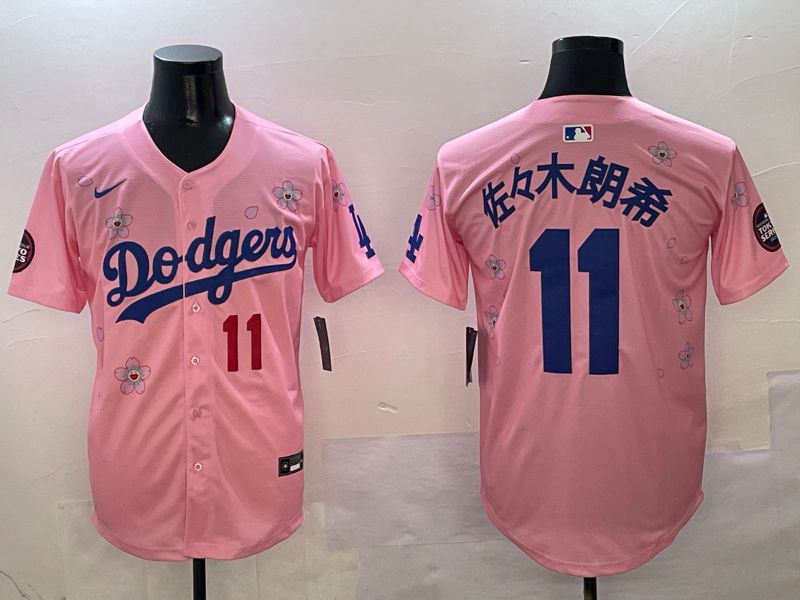 Men Los Angeles Dodgers 11 R.Sasaki Pink Sakura Edition 2025 Nike MLB Jersey style 3